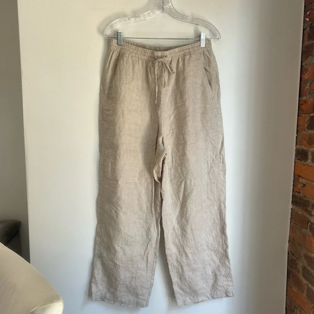 Banana Republic The Getaway straight leg linen pants M - Picture 6 of 8